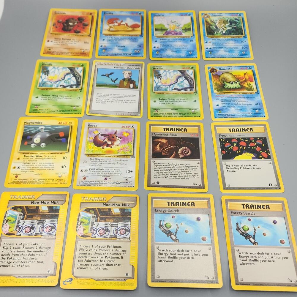 WOTC Vintage Pokemon TCG 16 Card Lot, Omanyte Trainer Cards Fossil, and Others